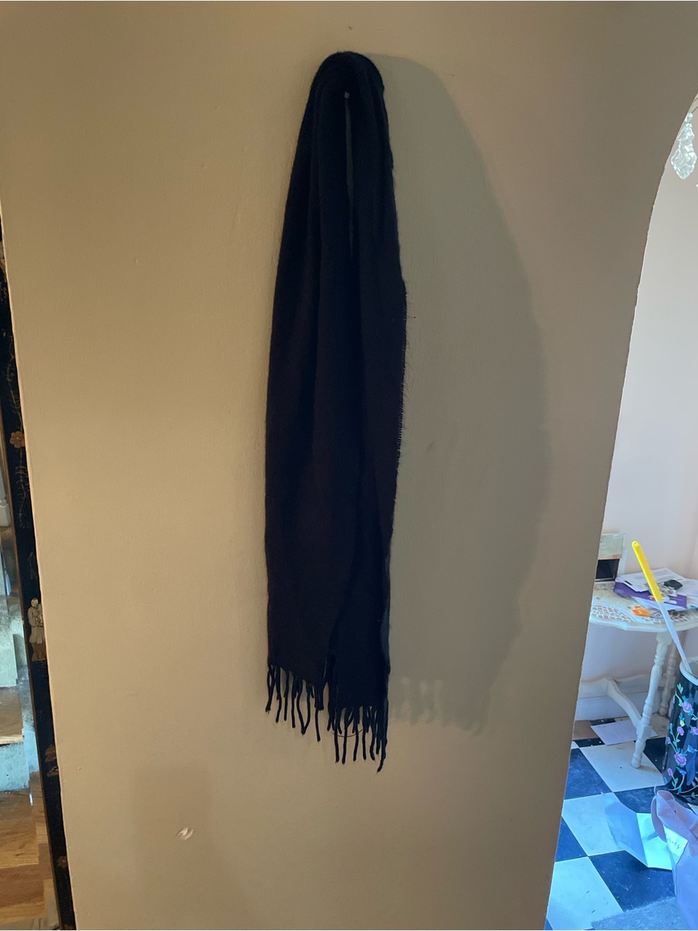 Vintage 90s V. FRAAS Black Fringe Scarf